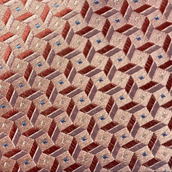 Nicole Miller Geometric Pink Blue Silk Neck Tie Woven Textured Shiny Necktie OS - Picture 5 of 12